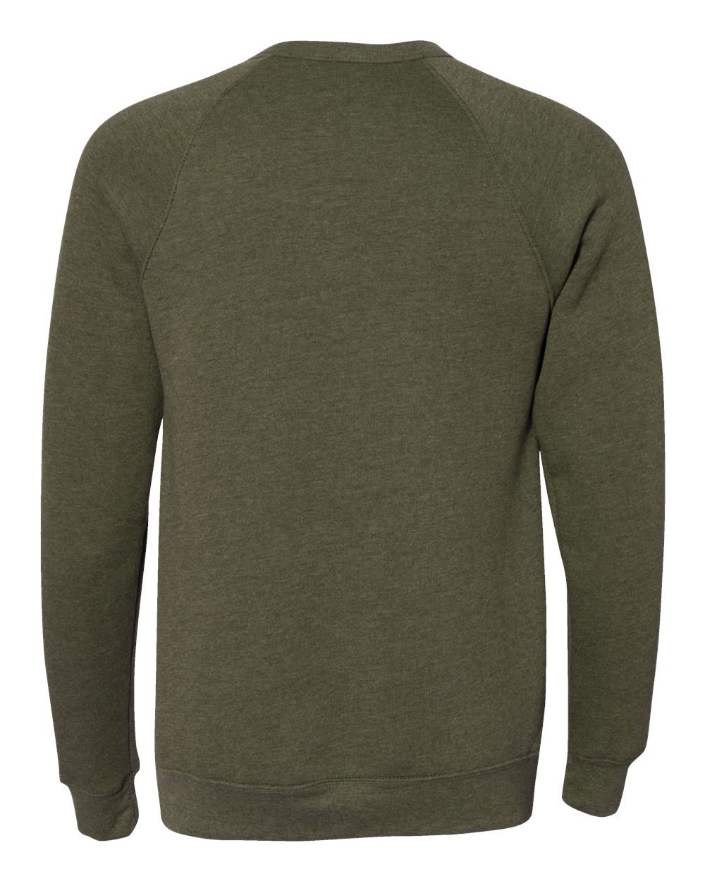 BELLA + CANVAS 3901 Unisex Sponge Fleece Raglan Crewneck Sweatshirt in Heather Olive, back