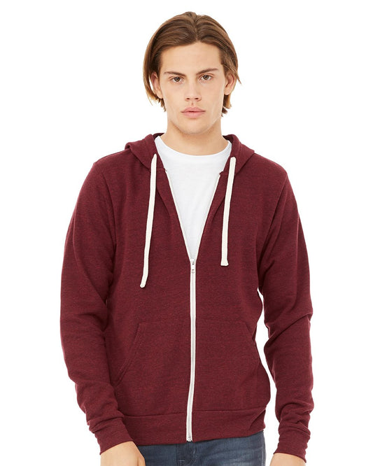 BELLA + CANVAS 3909 Unisex Triblend Sponge Fleece Full-Zip Hoodie Sweatshirt