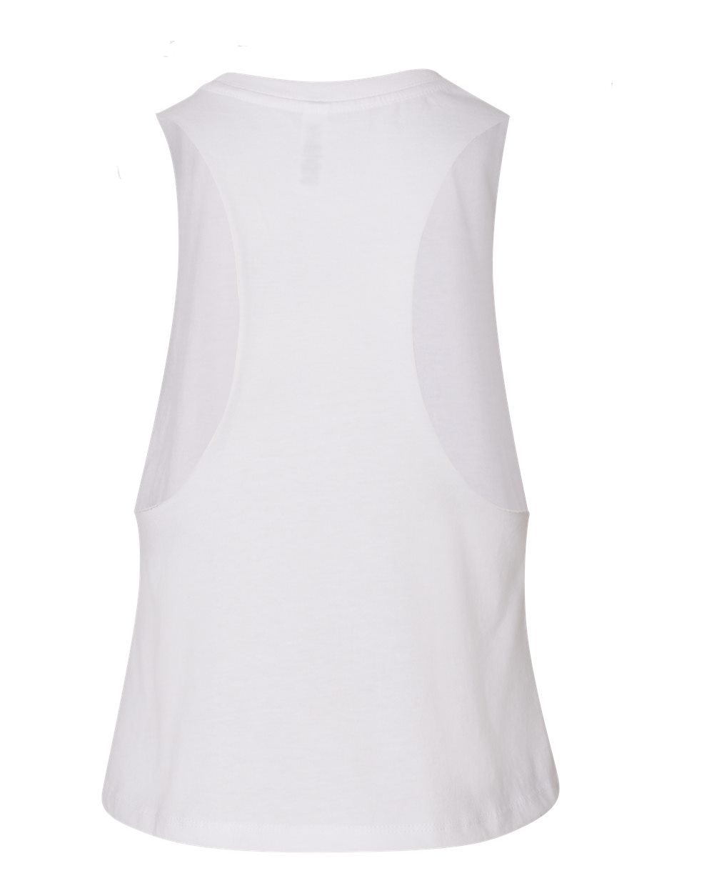 BELLA + CANVAS 6682 Women's Racerback Crop Tank in Solid White Blend, back