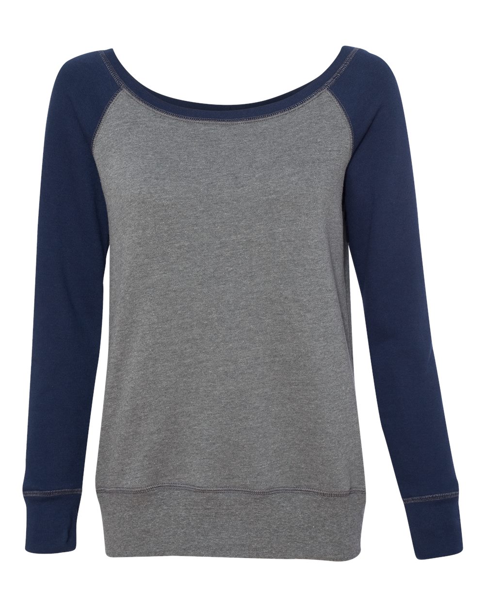BELLA + CANVAS 7501 Women’s Sponge Fleece Wide Neck Sweatshirt in Deep Heather/ Navy