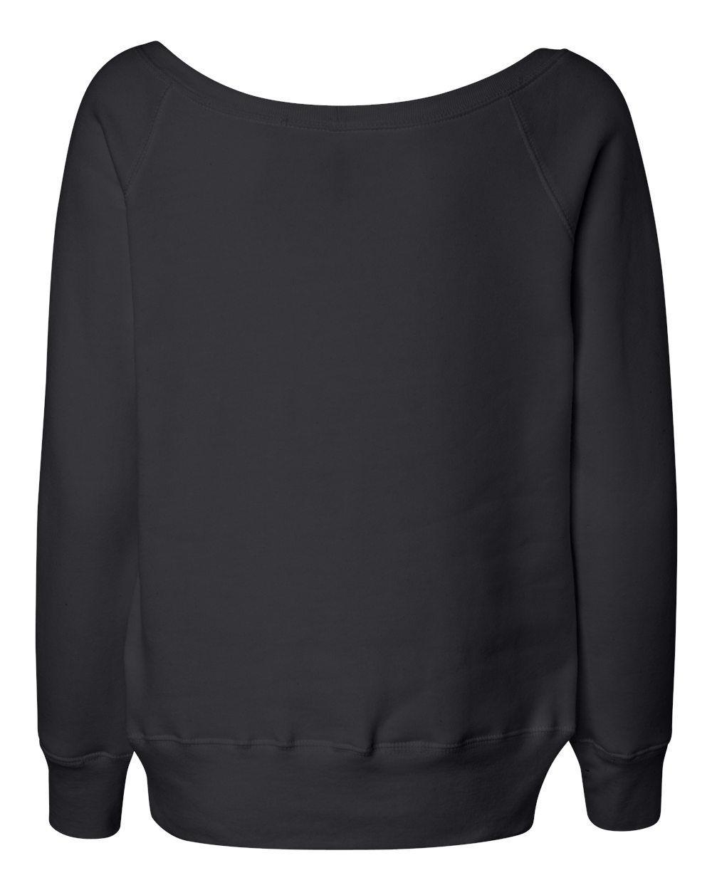 BELLA + CANVAS 7501 Women’s Sponge Fleece Wide Neck Sweatshirt in Solid Black Triblend, back