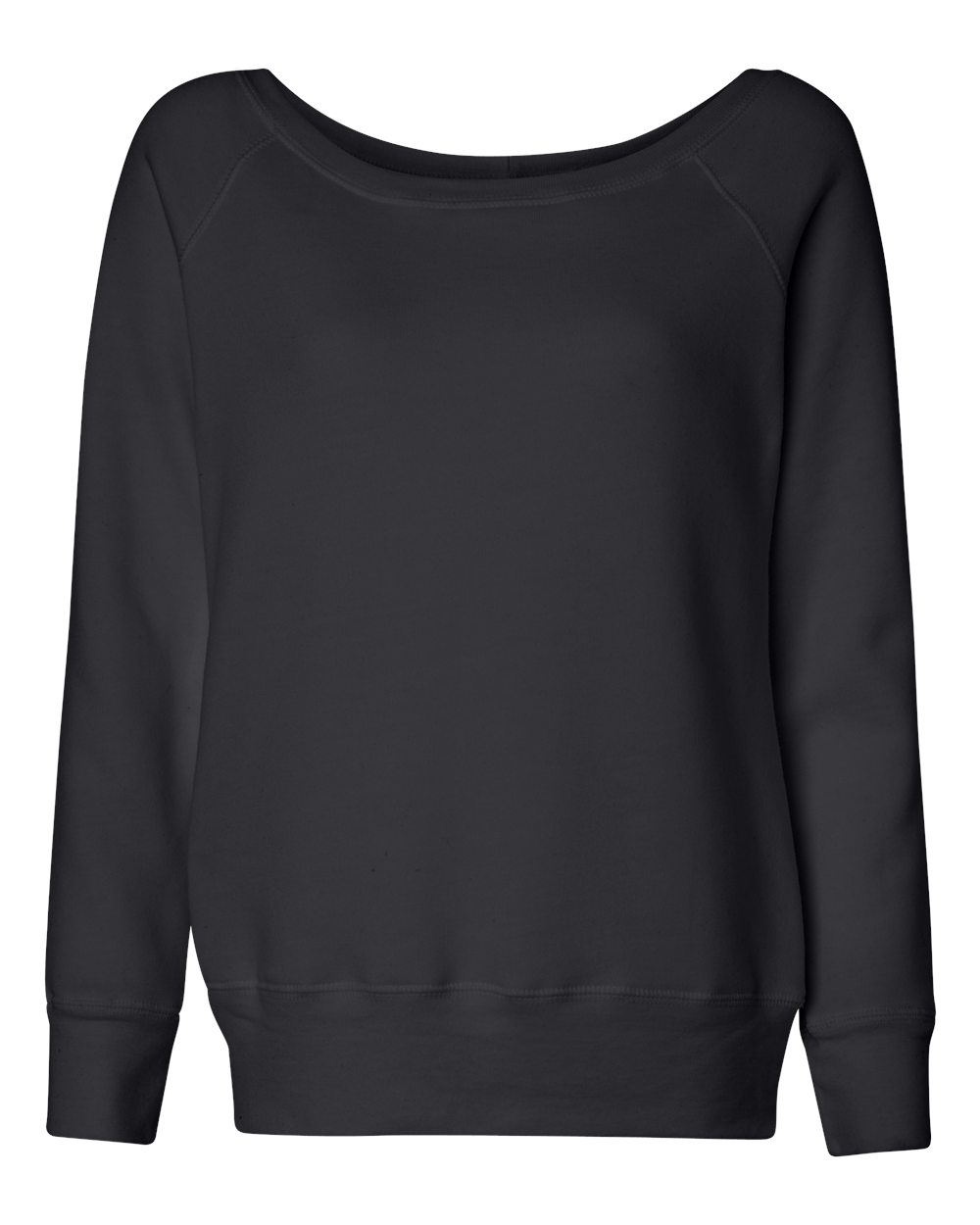 BELLA + CANVAS 7501 Women’s Sponge Fleece Wide Neck Sweatshirt in Solid Black Triblend