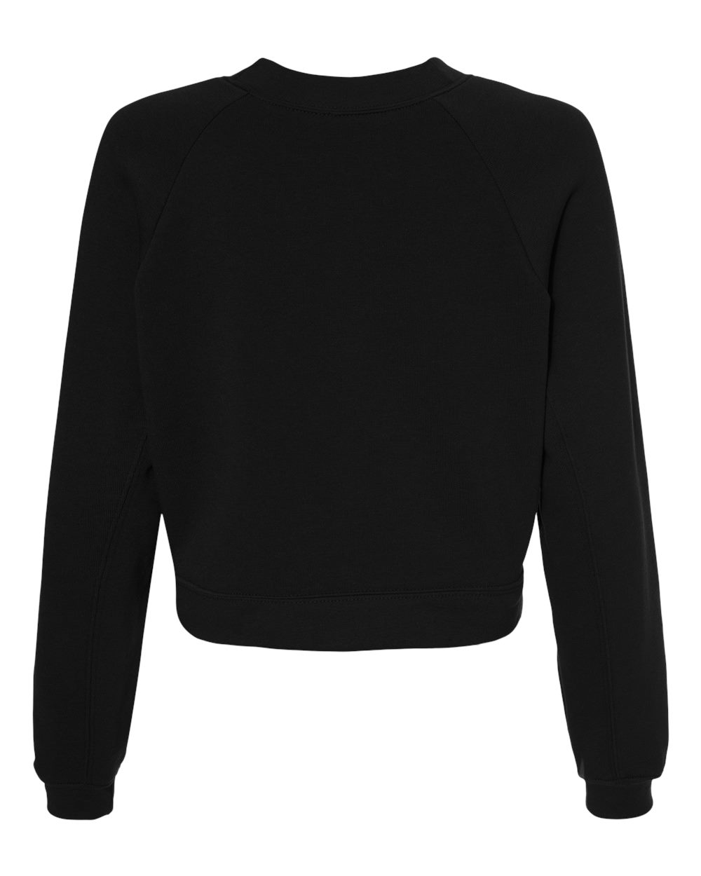 BELLA + CANVAS 7505 Women's Crop Raglan Crewneck Sweatshirt in Black, back