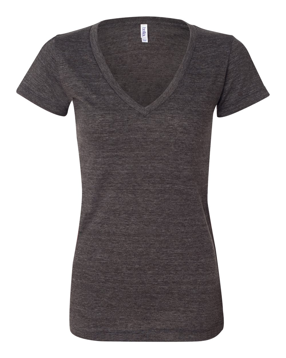 BELLA + CANVAS 8435 Women’s Triblend Deep V-Neck Tee in Charcoal Black Triblend