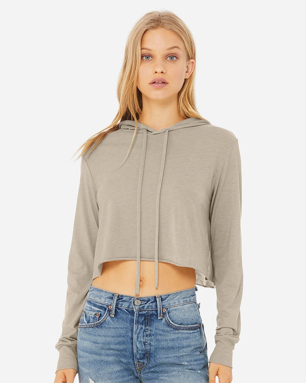 BELLA + CANVAS 8512 Women’s Triblend Crop Long Sleeve Hoodie Tee