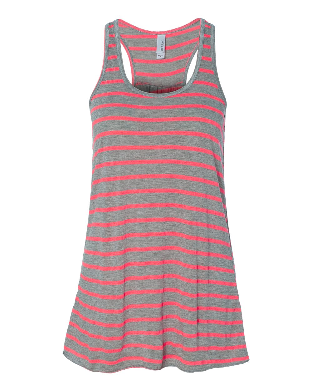 BELLA + CANVAS 8800 Women's Flowy Racerback Tank in Athletic Heather/ Neon Pink