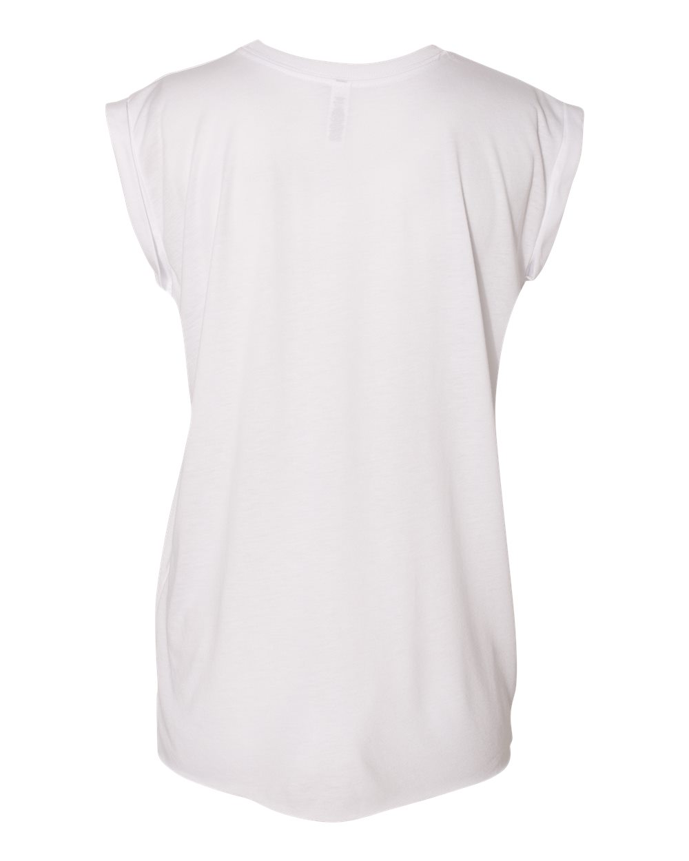 BELLA + CANVAS 8804 Women’s Flowy Rolled Cuffs Muscle Tee in White, back