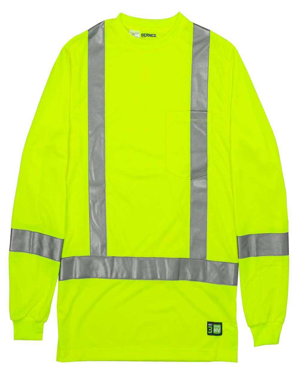 Berne Apparel HVK013T Men's Tall Hi-Vis Class 3 Performance T-Shirt in Yellow