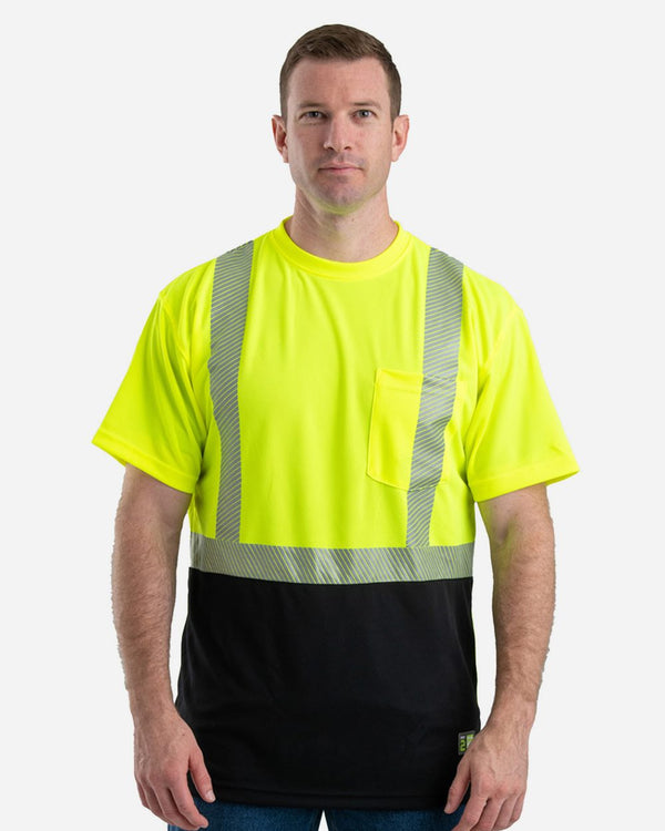 Berne Apparel HVK017 Men's Hi-Vis Class 2 Color Blocked Pocket T-Shirt