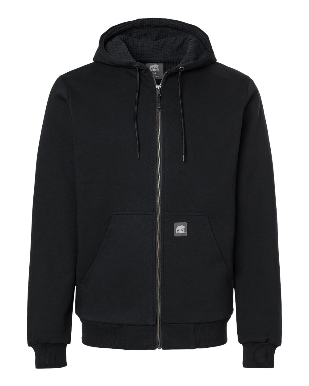 Berne Apparel SZ107 Men's Heritage Grid Fleece-Lined Full-Zip Hooded Sweatshirt in Black