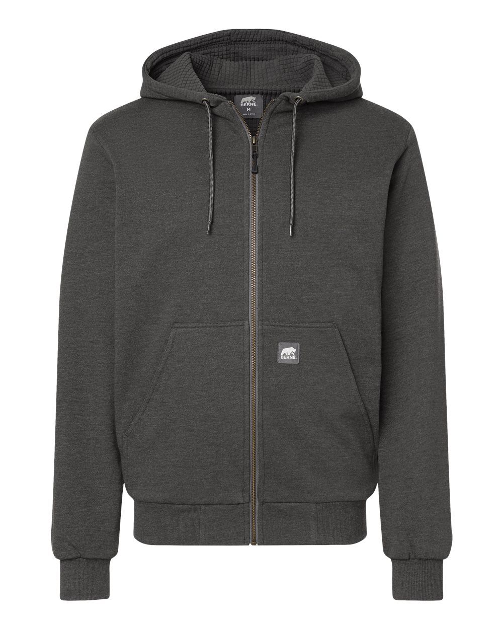 Berne Apparel SZ107 Men's Heritage Grid Fleece-Lined Full-Zip Hooded Sweatshirt in Graphite