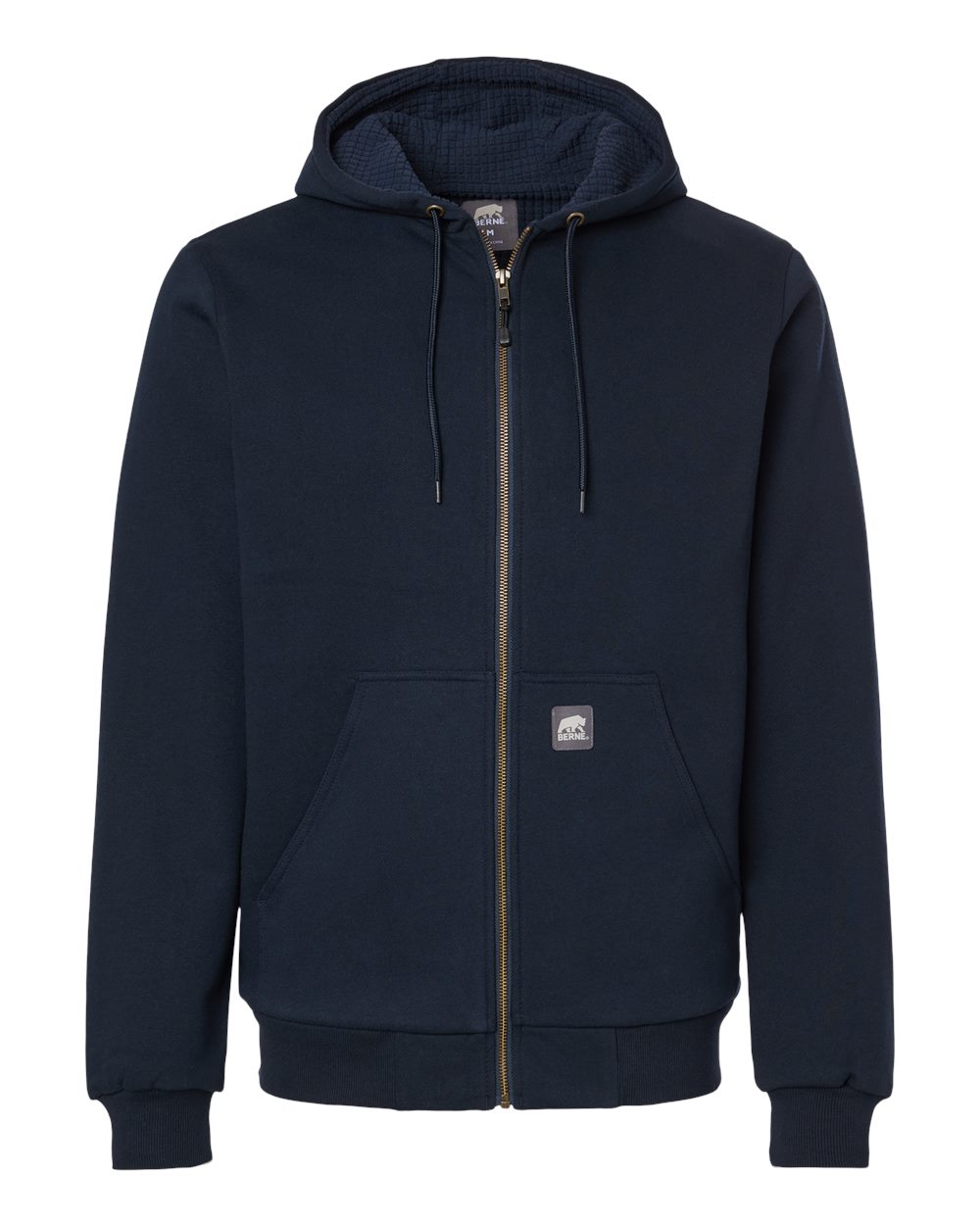 Berne Apparel SZ107 Men's Heritage Grid Fleece-Lined Full-Zip Hooded Sweatshirt in Navy