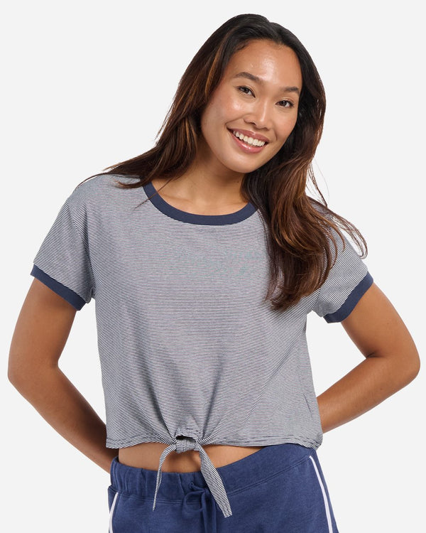 Boxercraft BW2107 Women's Striped Tie Front T-Shirt