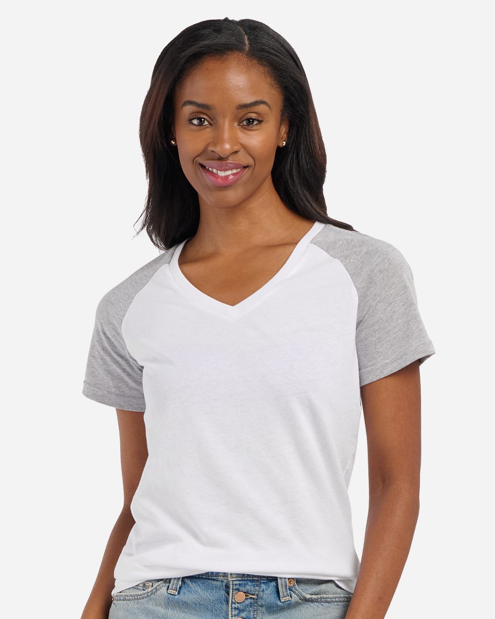 Boxercraft BW2204 Women's Colorblocked V-Neck T-Shirt