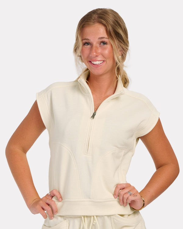 Boxercraft BW2407 Women's French Terry Half-Zip Short Sleeve Sweatshirt