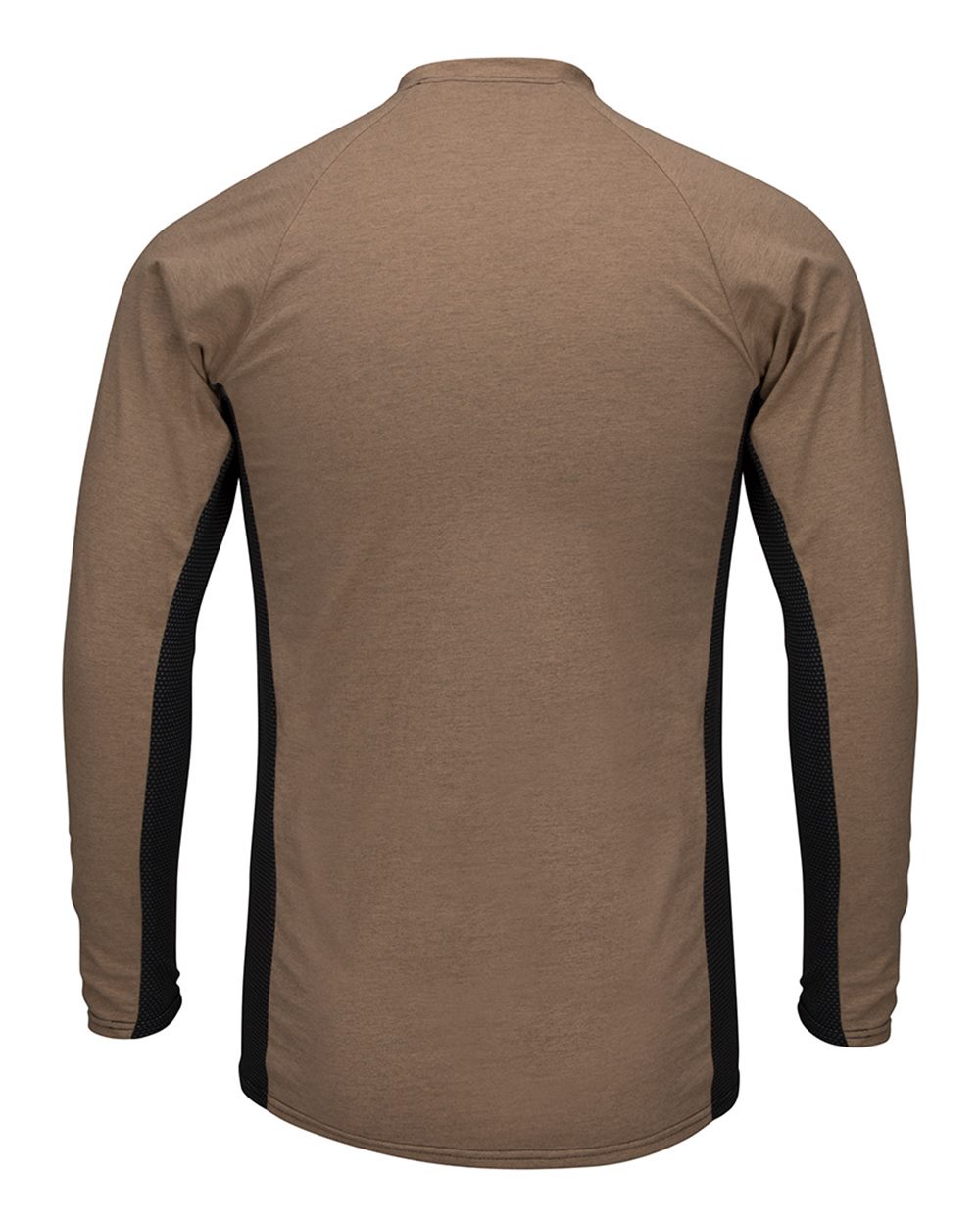 Bulwark MPS8 Men's Long Sleeve FR Two-Tone Base Layer with Concealed Chest Pocket - EXCEL FR in Khaki, back