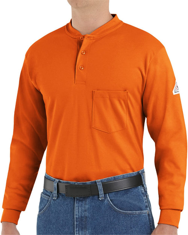 Bulwark SEL2 Men's Long Sleeve Tagless Henley Shirt