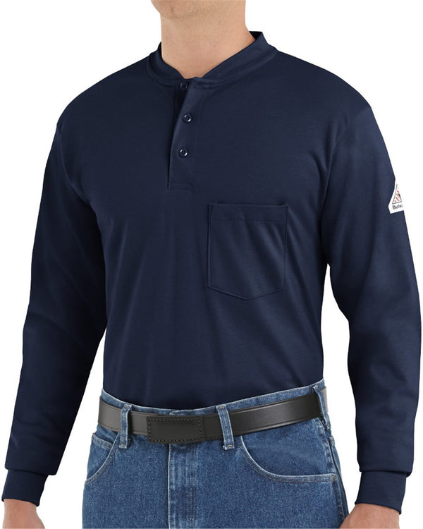 Bulwark SEL2T Men's Tall Long Sleeve Tagless Henley Shirt