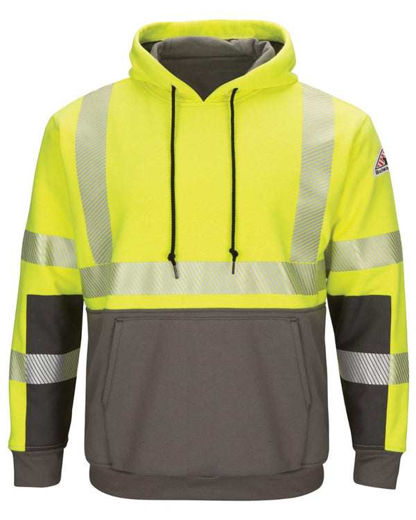 Bulwark SMB4 Men's Hi-Visibility Color-Blocked Hooded Sweatshirt