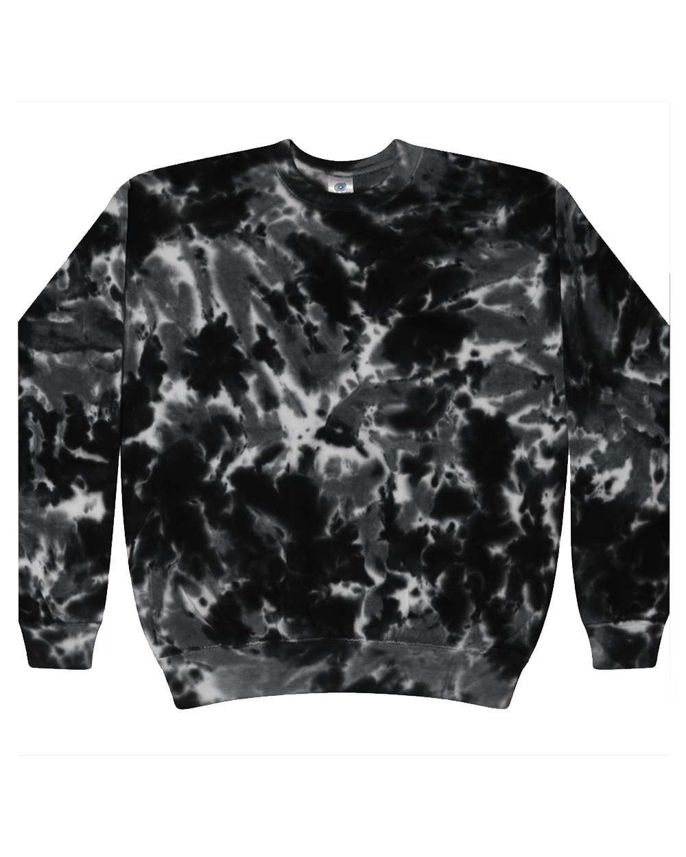 Colortone 8100 Unisex Tie-Dyed Fleece Crewneck Sweatshirt in Multi Black