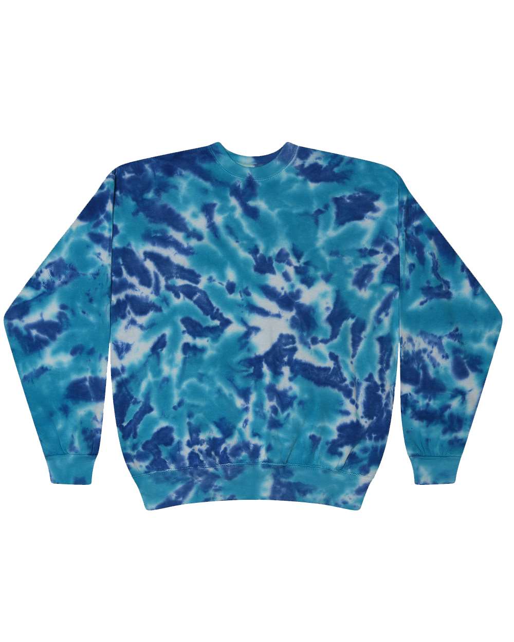 Colortone 8100 Unisex Tie-Dyed Fleece Crewneck Sweatshirt in Multi Blue