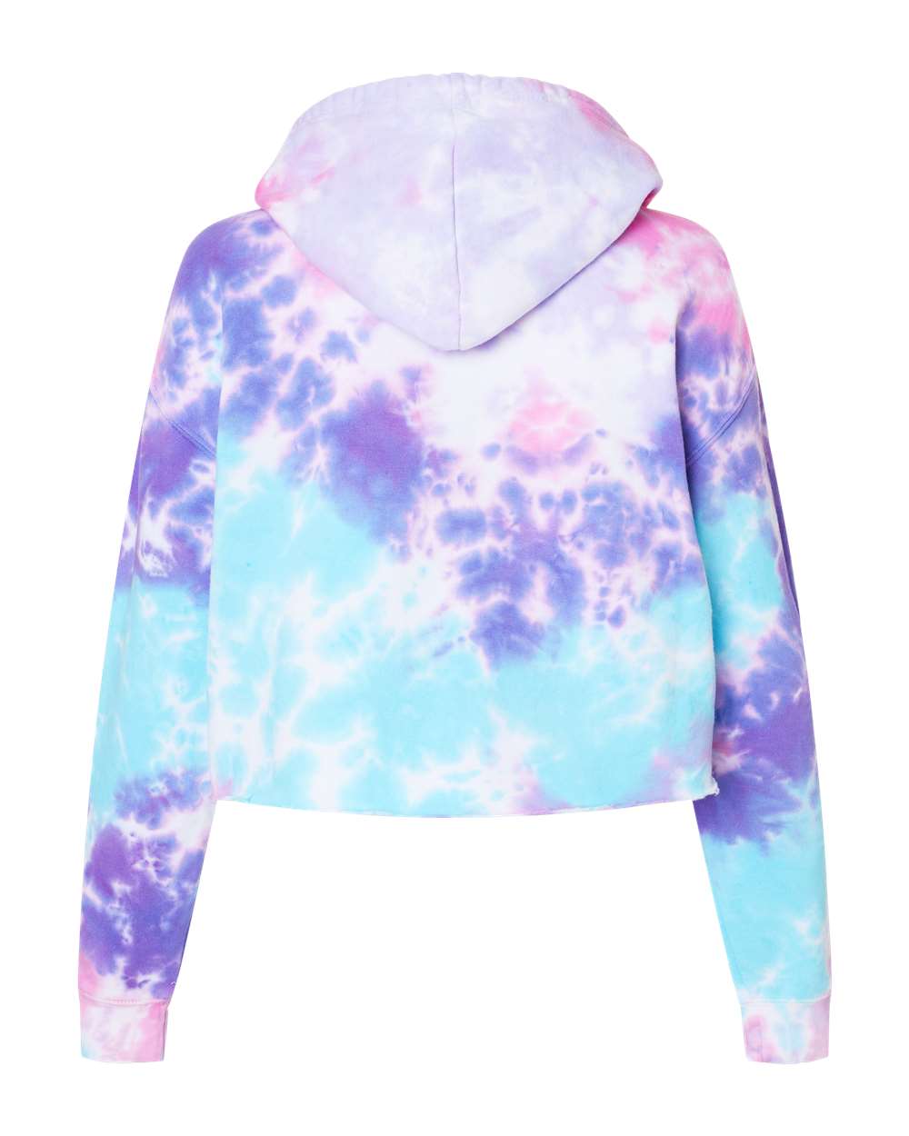 Colortone 8333 Women's Tie-Dyed Crop Hooded Sweatshirt in Cotton Candy, back