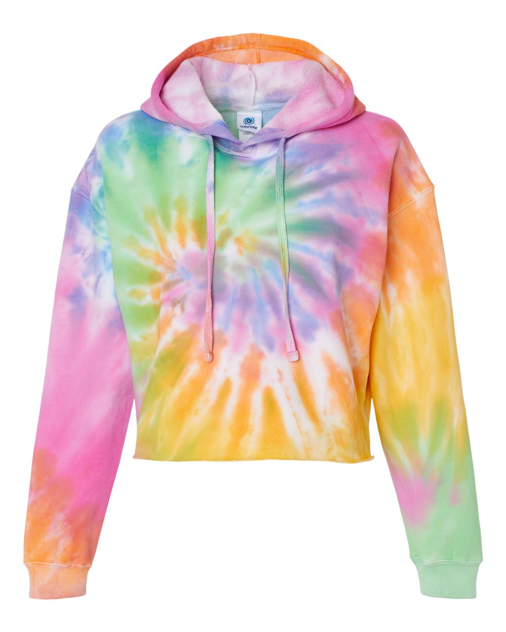 Colortone 8333 Women's Tie-Dyed Crop Hooded Sweatshirt in Eternity
