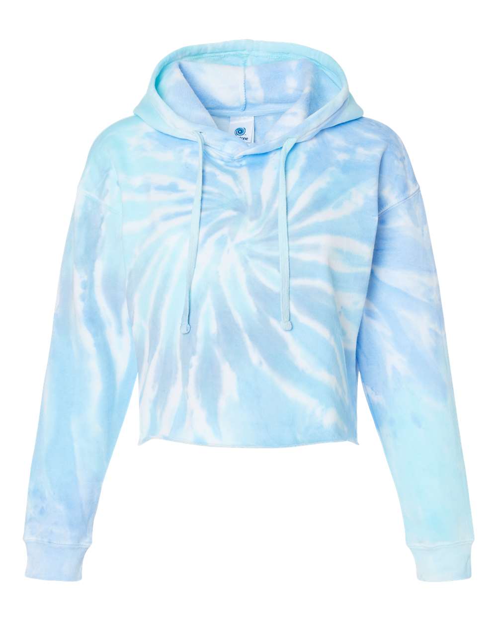 Colortone 8333 Women's Tie-Dyed Crop Hooded Sweatshirt in Lagoon