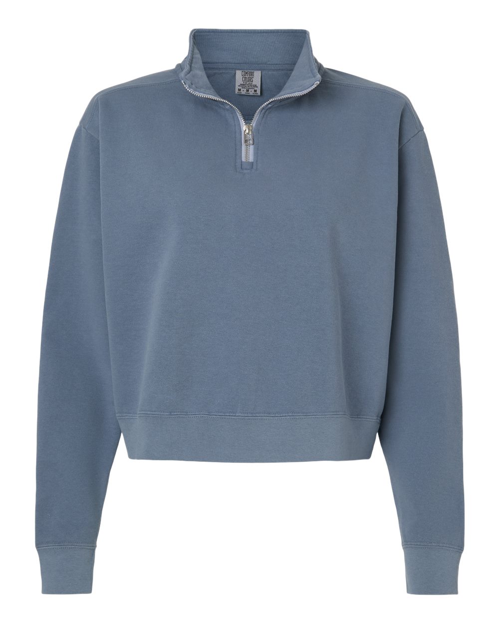 Comfort Colors 1580L Women's Garment-Dyed Mid-Length Quarter-Zip Sweatshirt in Blue Jean