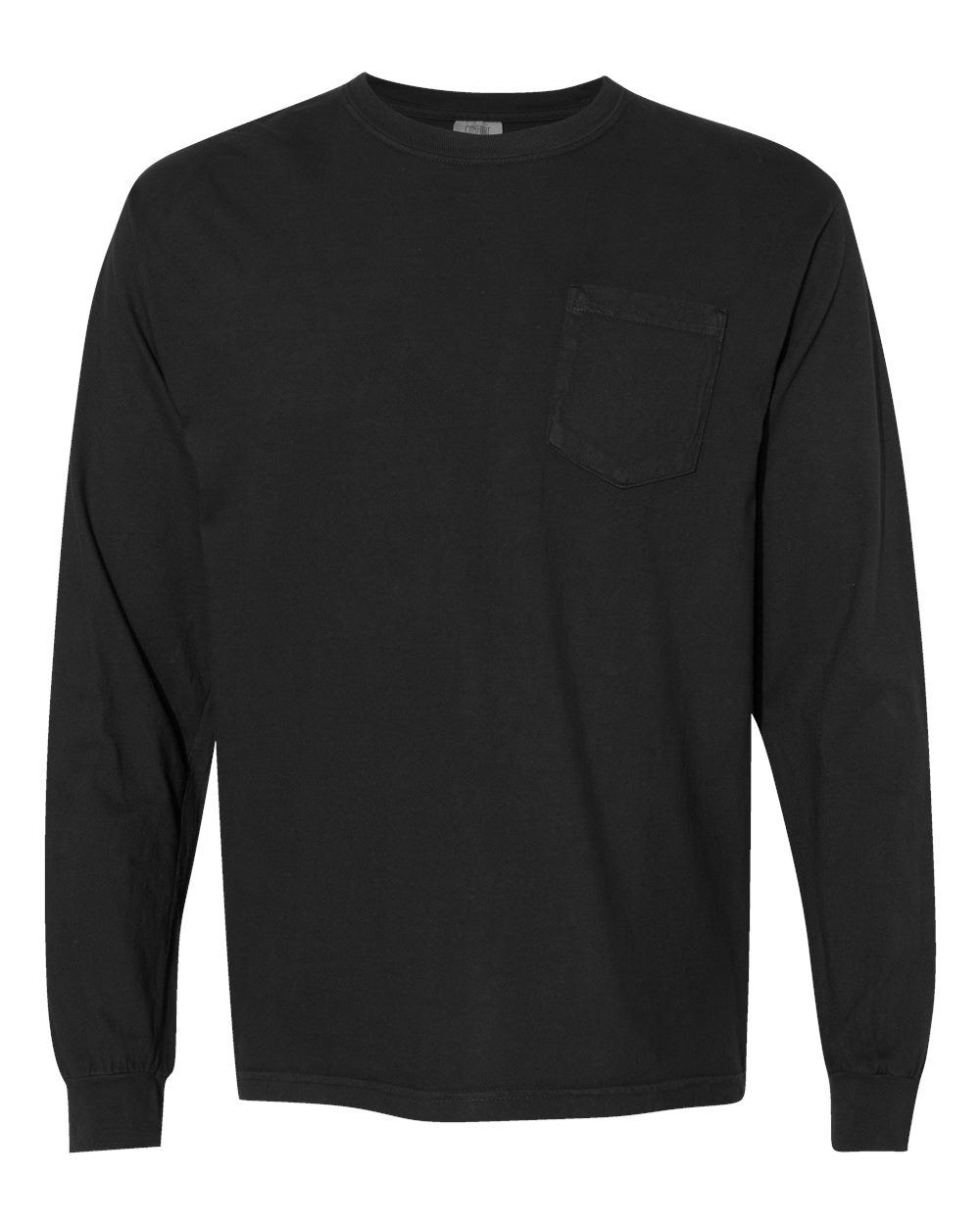 Comfort Colors 4410 Unisex Garment-Dyed Heavyweight Long Sleeve Pocket T-Shirt in Black