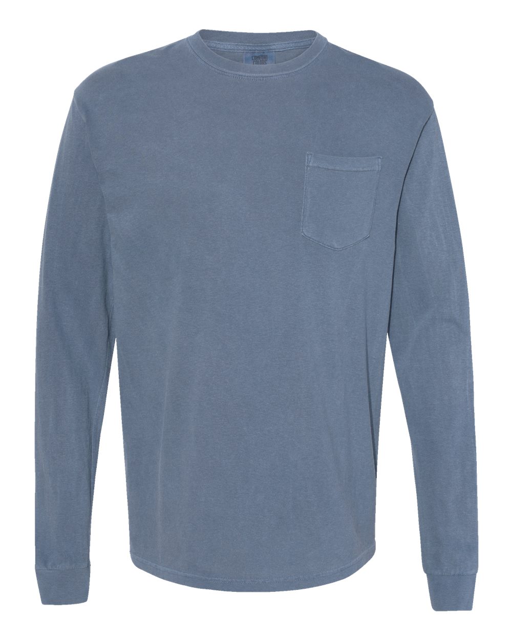 Comfort Colors 4410 Unisex Garment-Dyed Heavyweight Long Sleeve Pocket T-Shirt in Blue Jean
