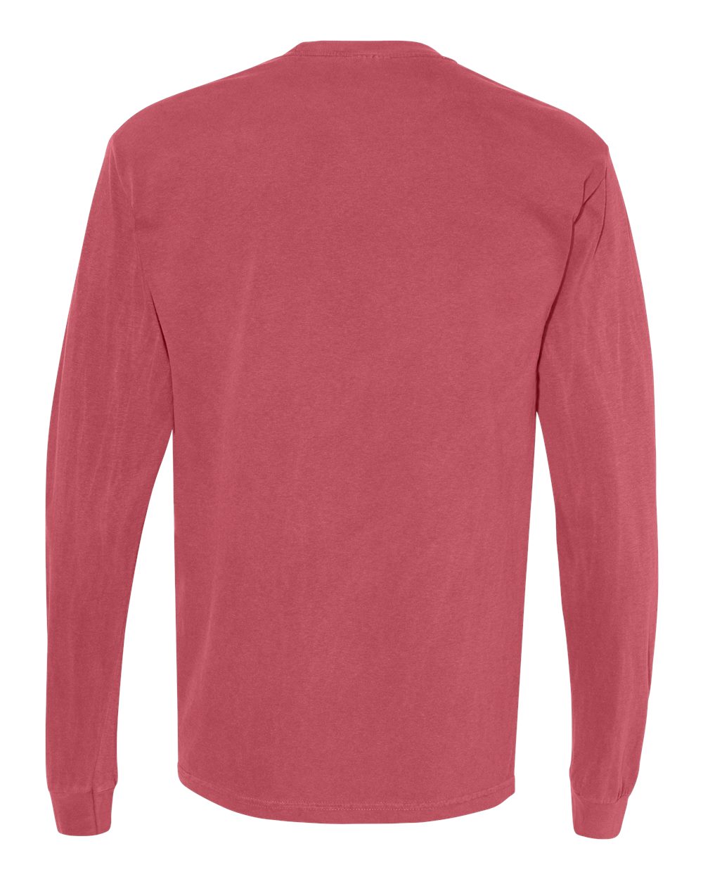 Comfort Colors 4410 Unisex Garment-Dyed Heavyweight Long Sleeve Pocket T-Shirt in Crimson, back