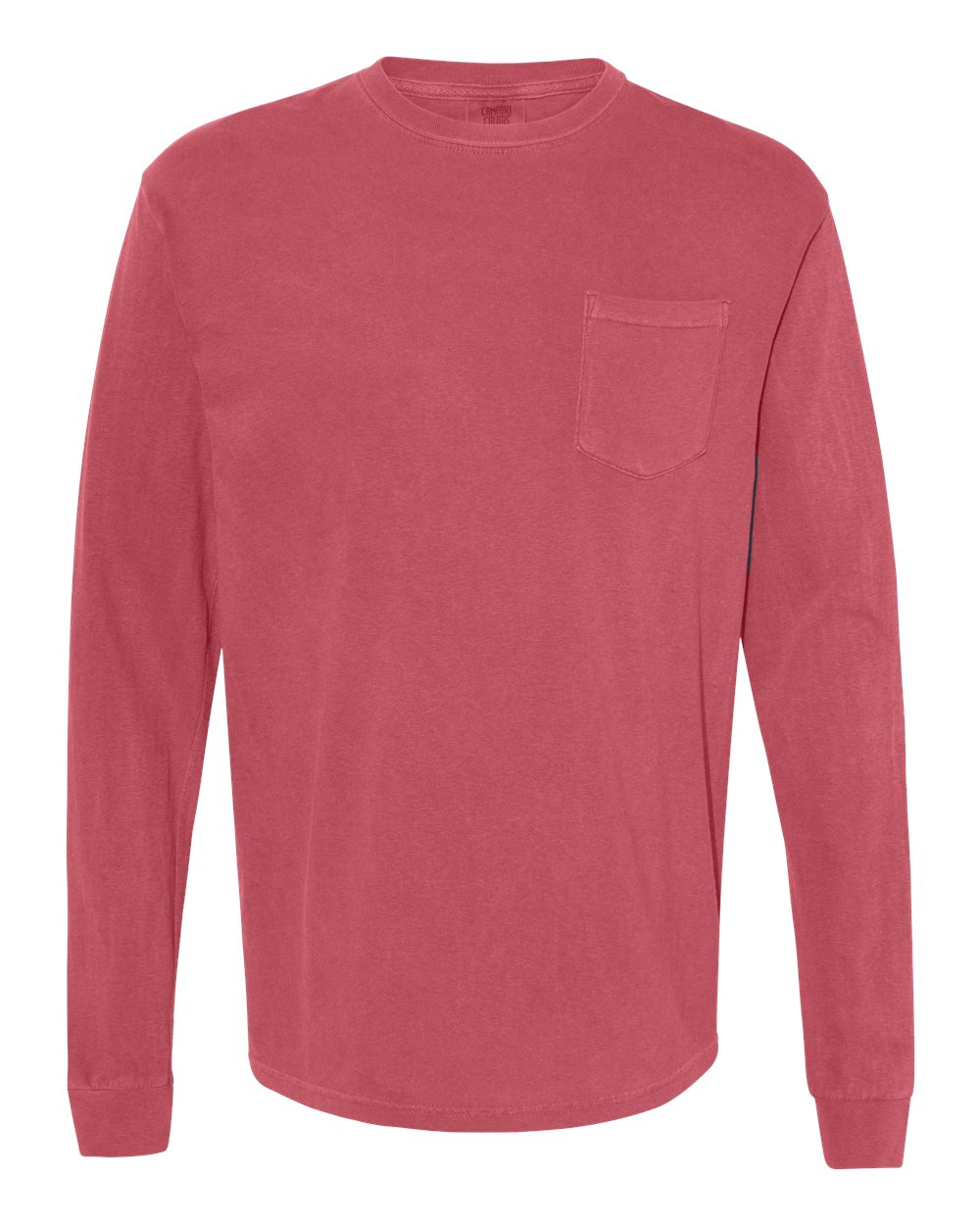 Comfort Colors 4410 Unisex Garment-Dyed Heavyweight Long Sleeve Pocket T-Shirt in Crimson