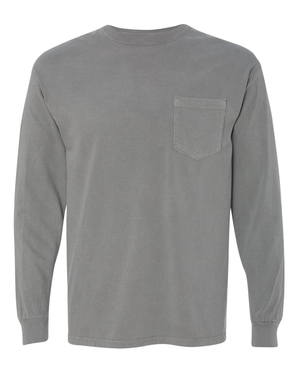 Comfort Colors 4410 Unisex Garment-Dyed Heavyweight Long Sleeve Pocket T-Shirt in Grey