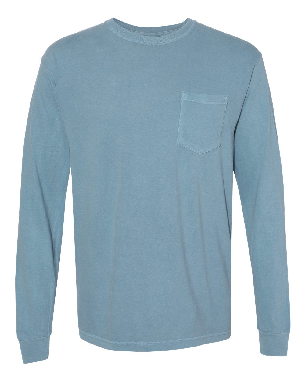Comfort Colors 4410 Unisex Garment-Dyed Heavyweight Long Sleeve Pocket T-Shirt in Ice Blue