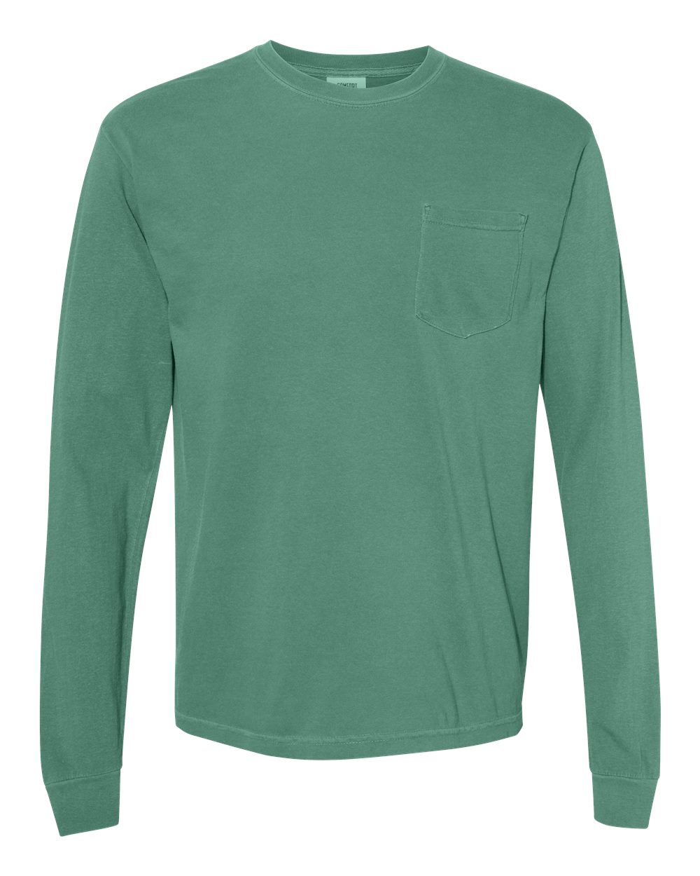 Comfort Colors 4410 Unisex Garment-Dyed Heavyweight Long Sleeve Pocket T-Shirt in Light Green