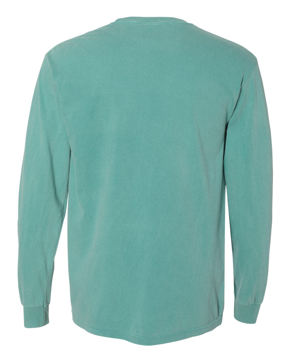 Comfort Colors 4410 Unisex Garment-Dyed Heavyweight Long Sleeve Pocket T-Shirt in Seafoam, back