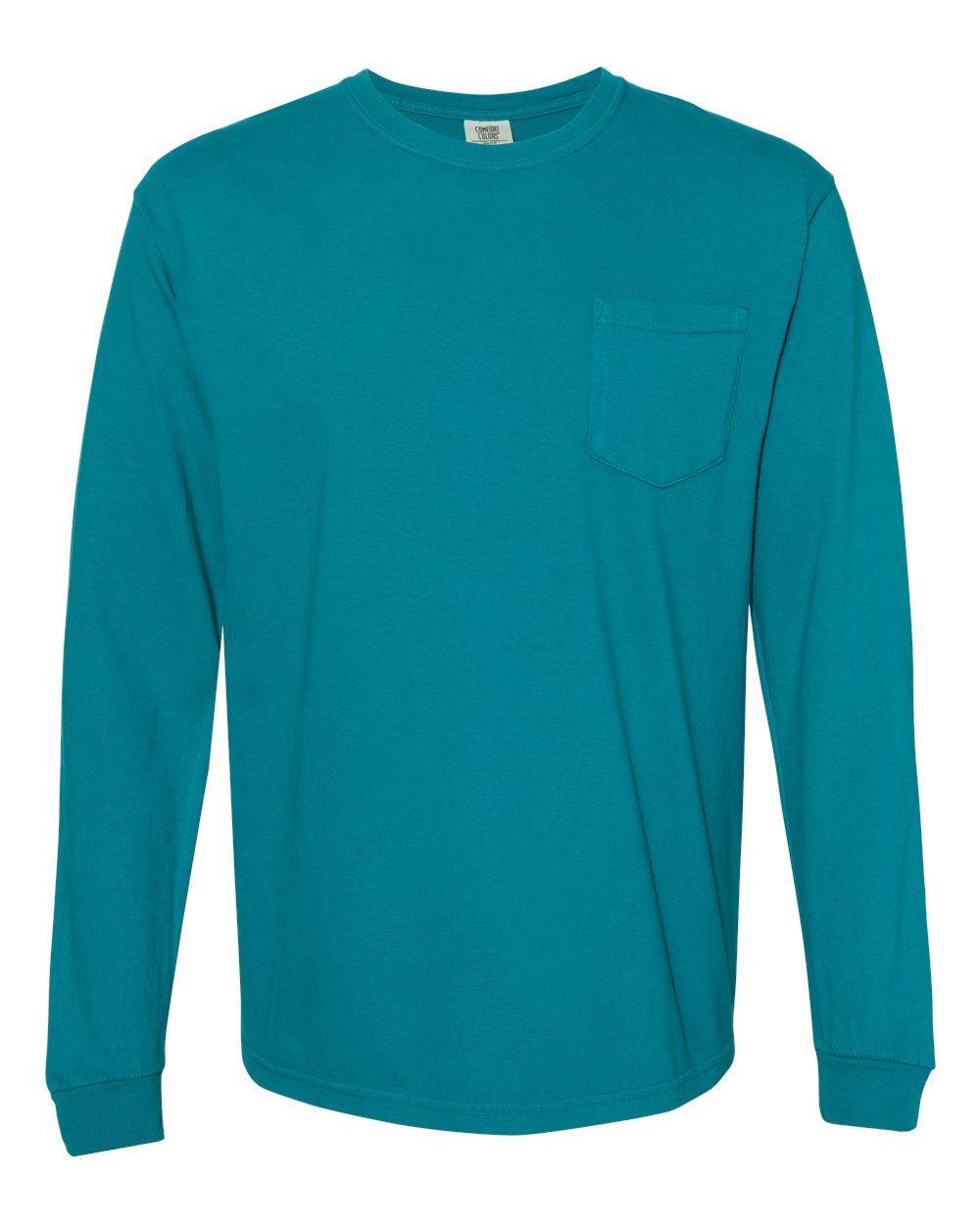 Comfort Colors 4410 Unisex Garment-Dyed Heavyweight Long Sleeve Pocket T-Shirt in Topaz Blue