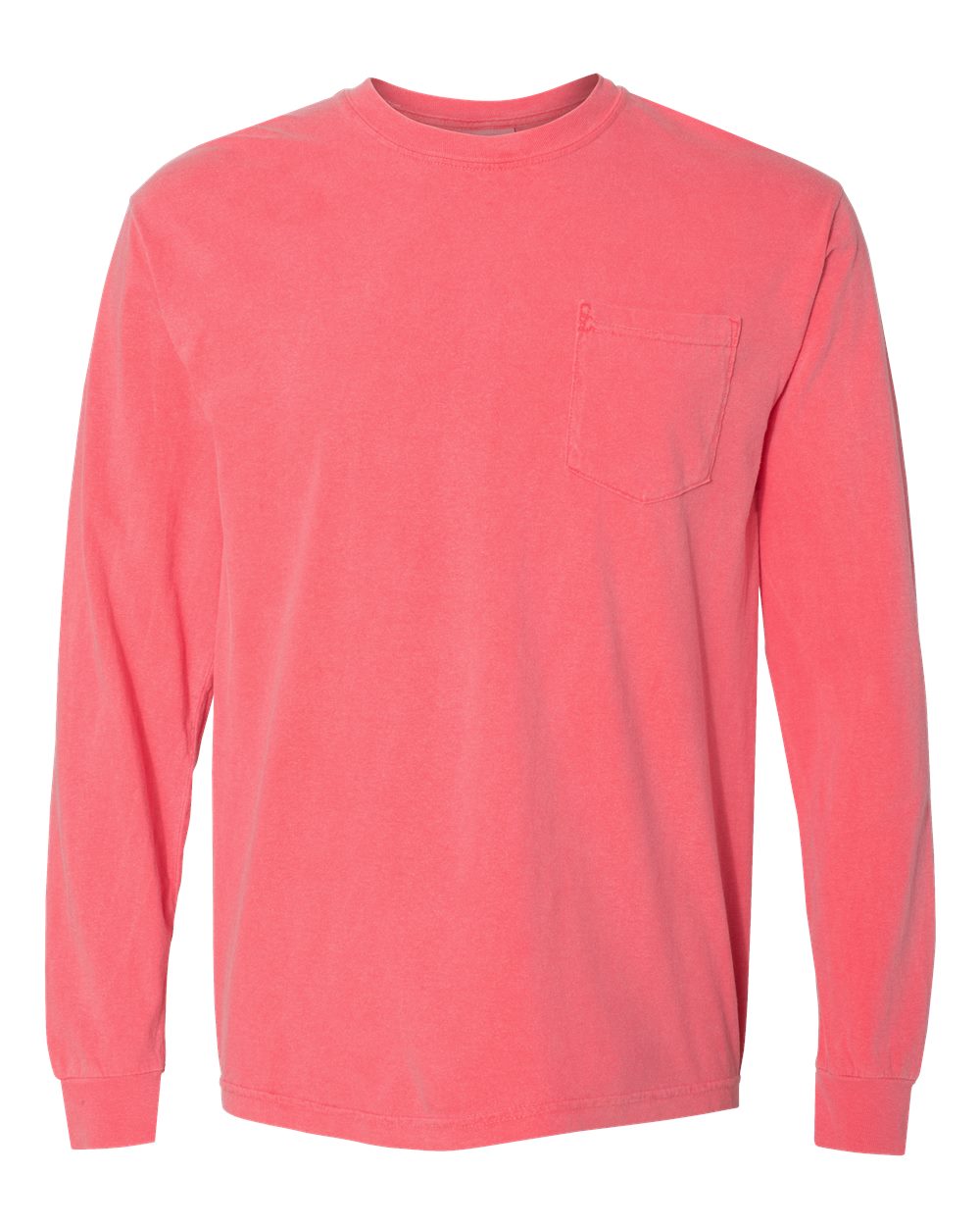 Comfort Colors 4410 Unisex Garment-Dyed Heavyweight Long Sleeve Pocket T-Shirt in Watermelon