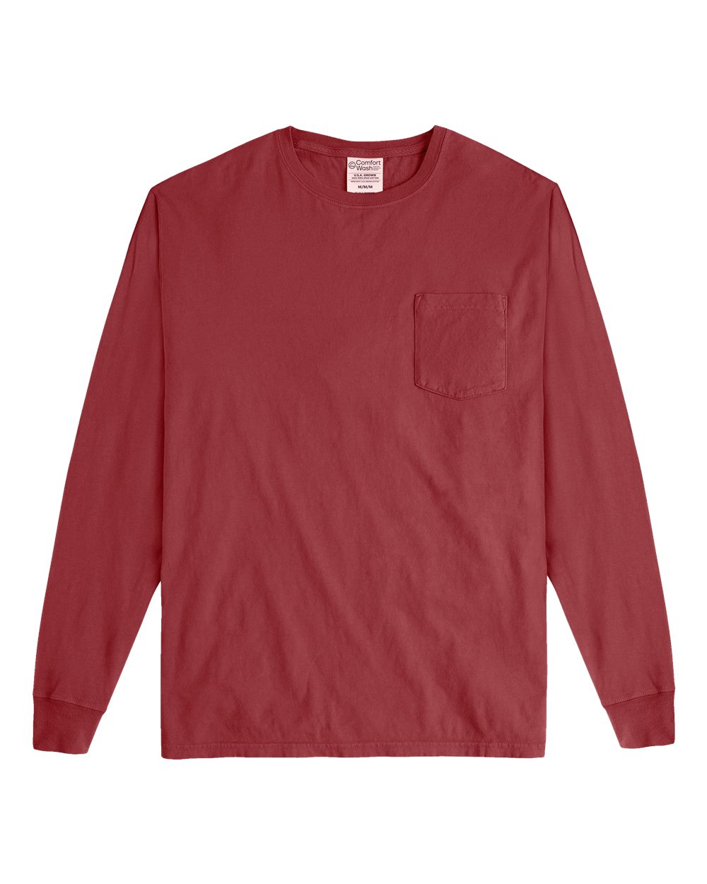 ComfortWash by Hanes GDH250 Unisex Garment-Dyed Long Sleeve T-Shirt With a Pocket in Cayenne