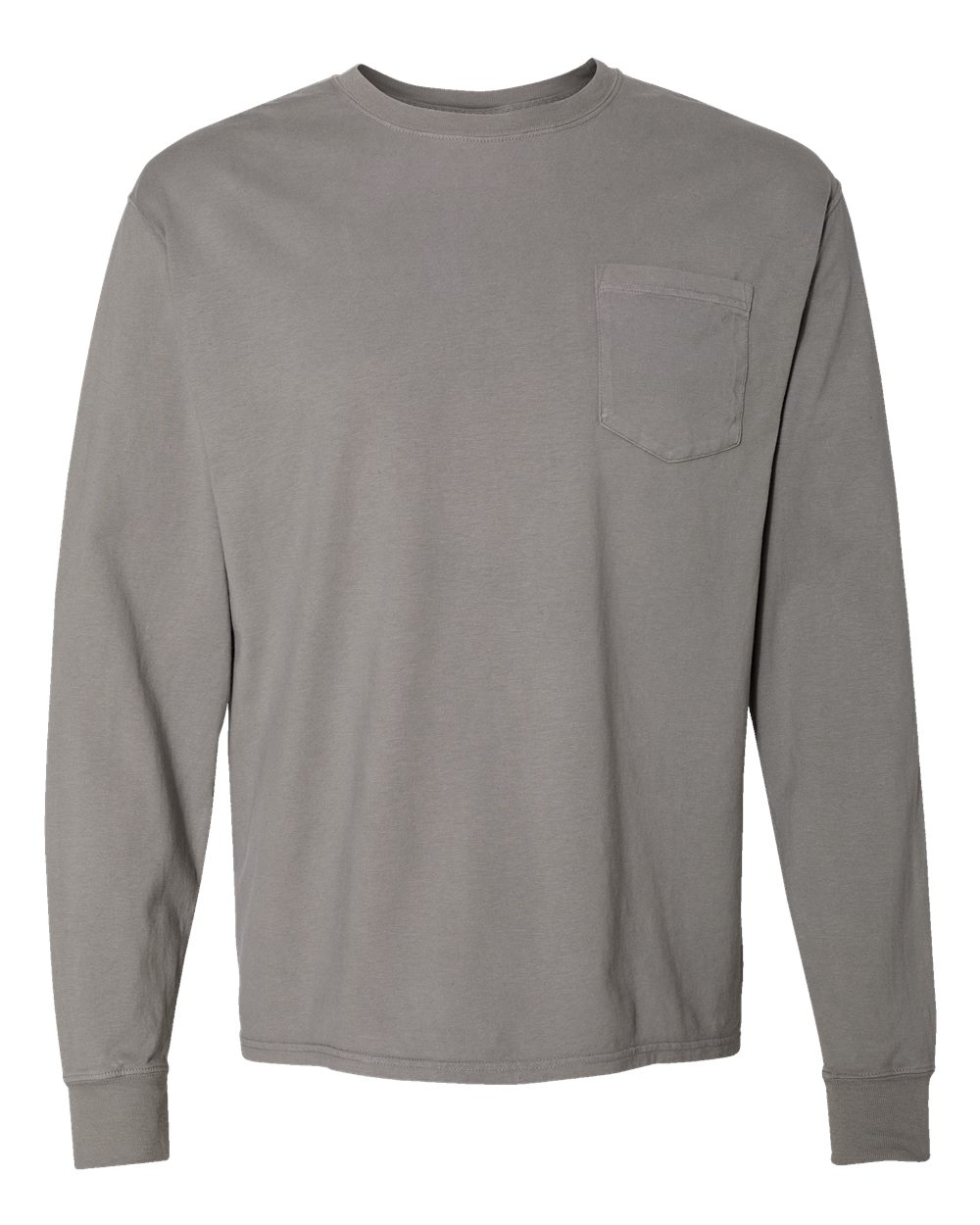 ComfortWash by Hanes GDH250 Unisex Garment-Dyed Long Sleeve T-Shirt With a Pocket in Concrete Grey