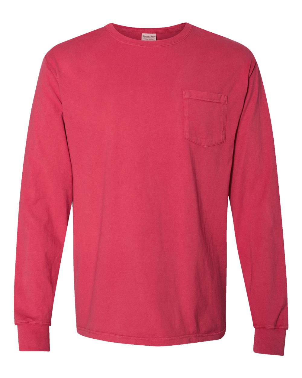 ComfortWash by Hanes GDH250 Unisex Garment-Dyed Long Sleeve T-Shirt With a Pocket in Crimson Fall