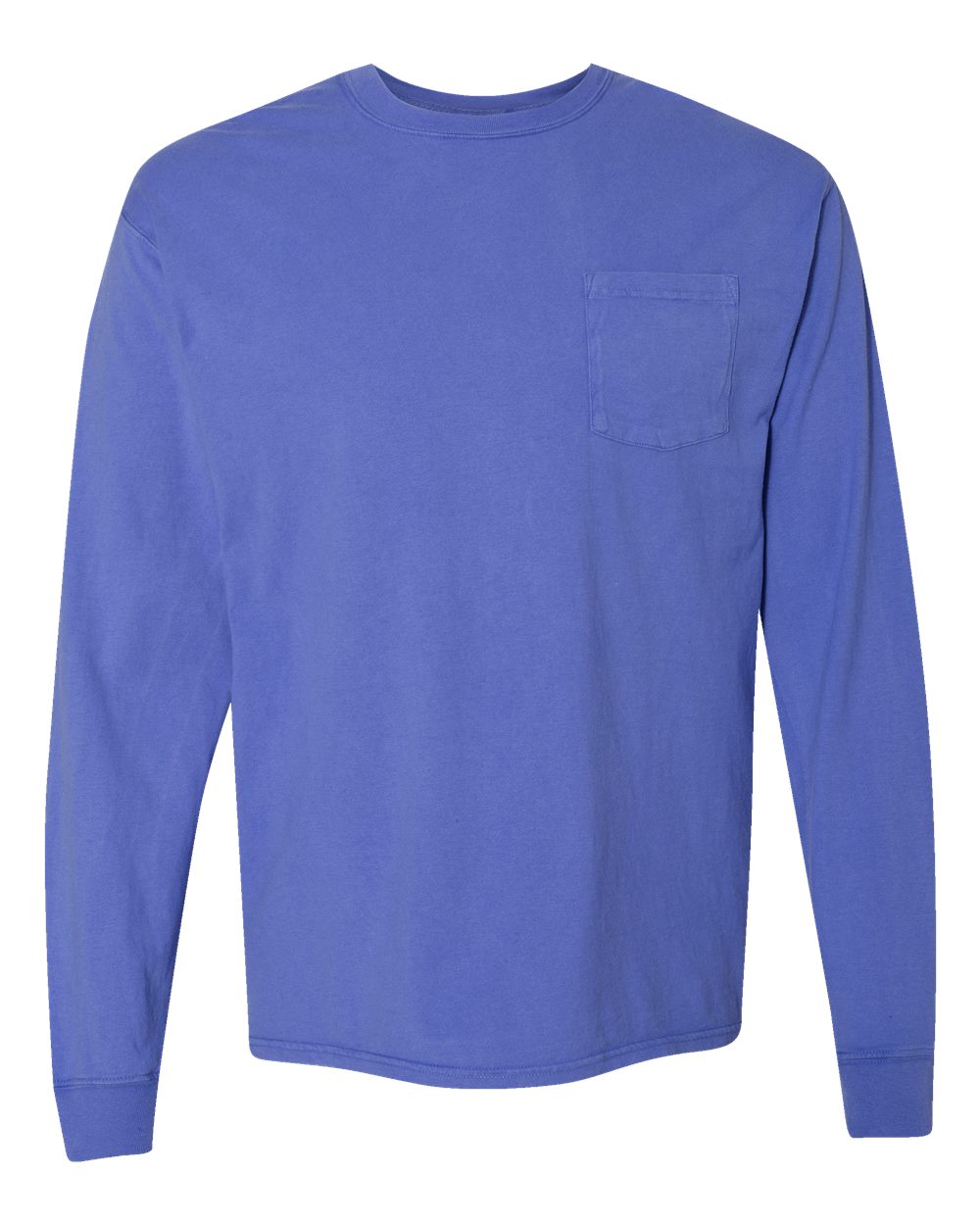 ComfortWash by Hanes GDH250 Unisex Garment-Dyed Long Sleeve T-Shirt With a Pocket in Deep Forte Blue