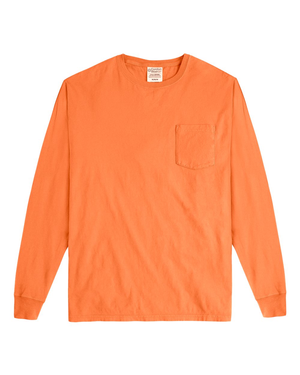 ComfortWash by Hanes GDH250 Unisex Garment-Dyed Long Sleeve T-Shirt With a Pocket in Horizon Orange