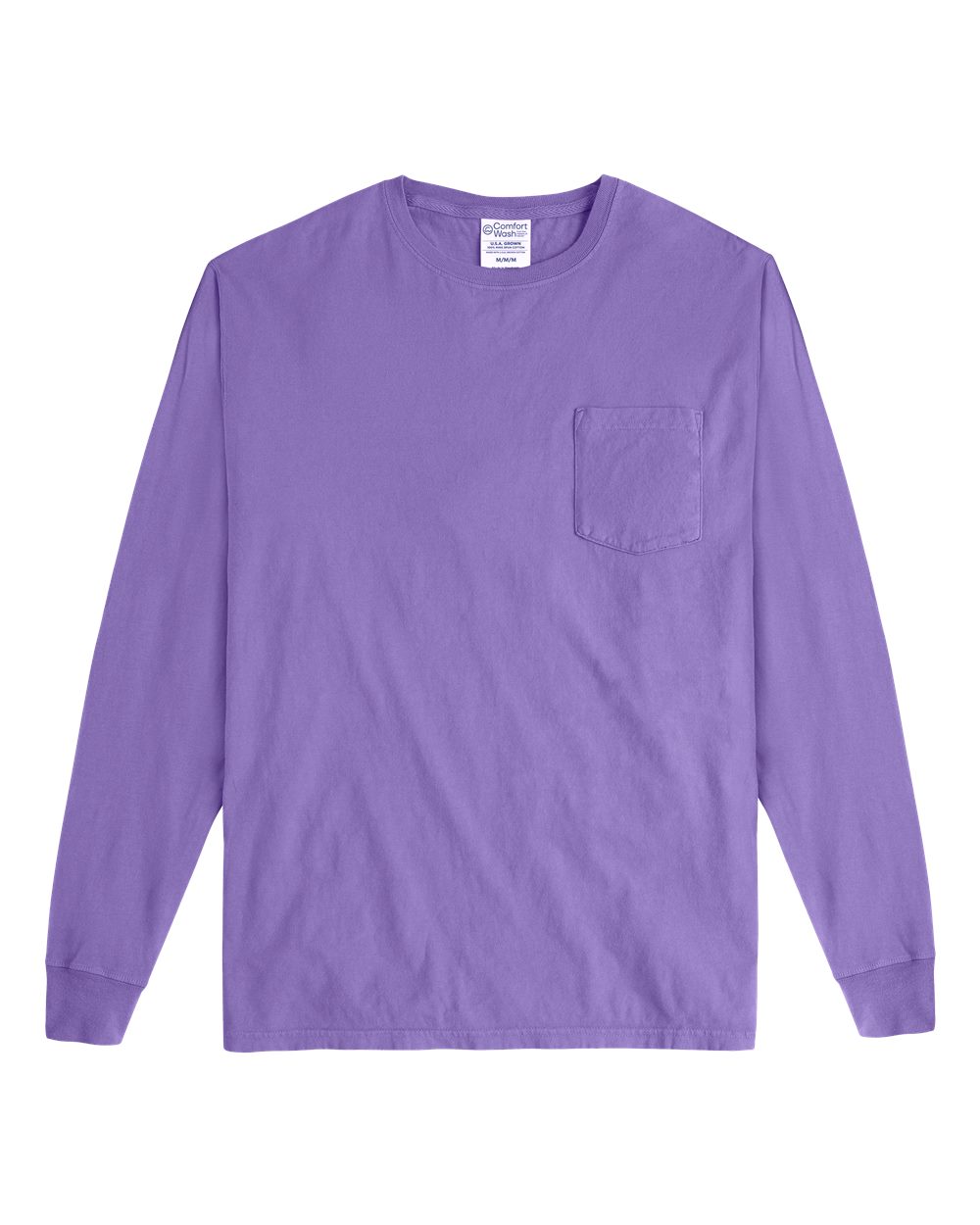 ComfortWash by Hanes GDH250 Unisex Garment-Dyed Long Sleeve T-Shirt With a Pocket in Lavender