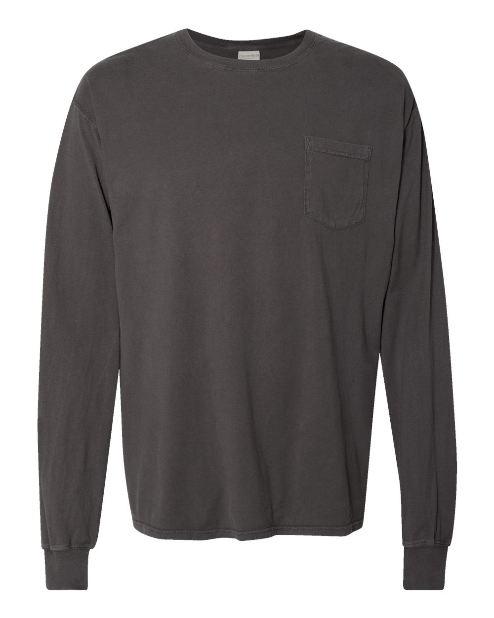 ComfortWash by Hanes GDH250 Unisex Garment-Dyed Long Sleeve T-Shirt With a Pocket in New Railroad Grey