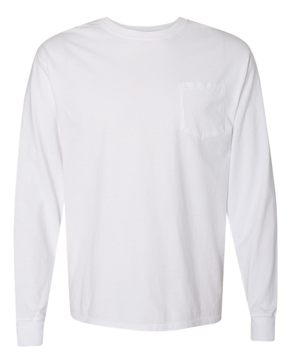 ComfortWash by Hanes GDH250 Unisex Garment-Dyed Long Sleeve T-Shirt With a Pocket in White