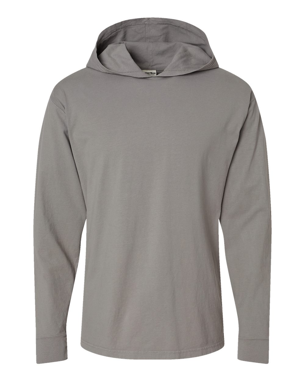 ComfortWash by Hanes GDH280 Unisex Garment-Dyed Jersey Hooded Long Sleeve T-Shirt in Concrete Grey