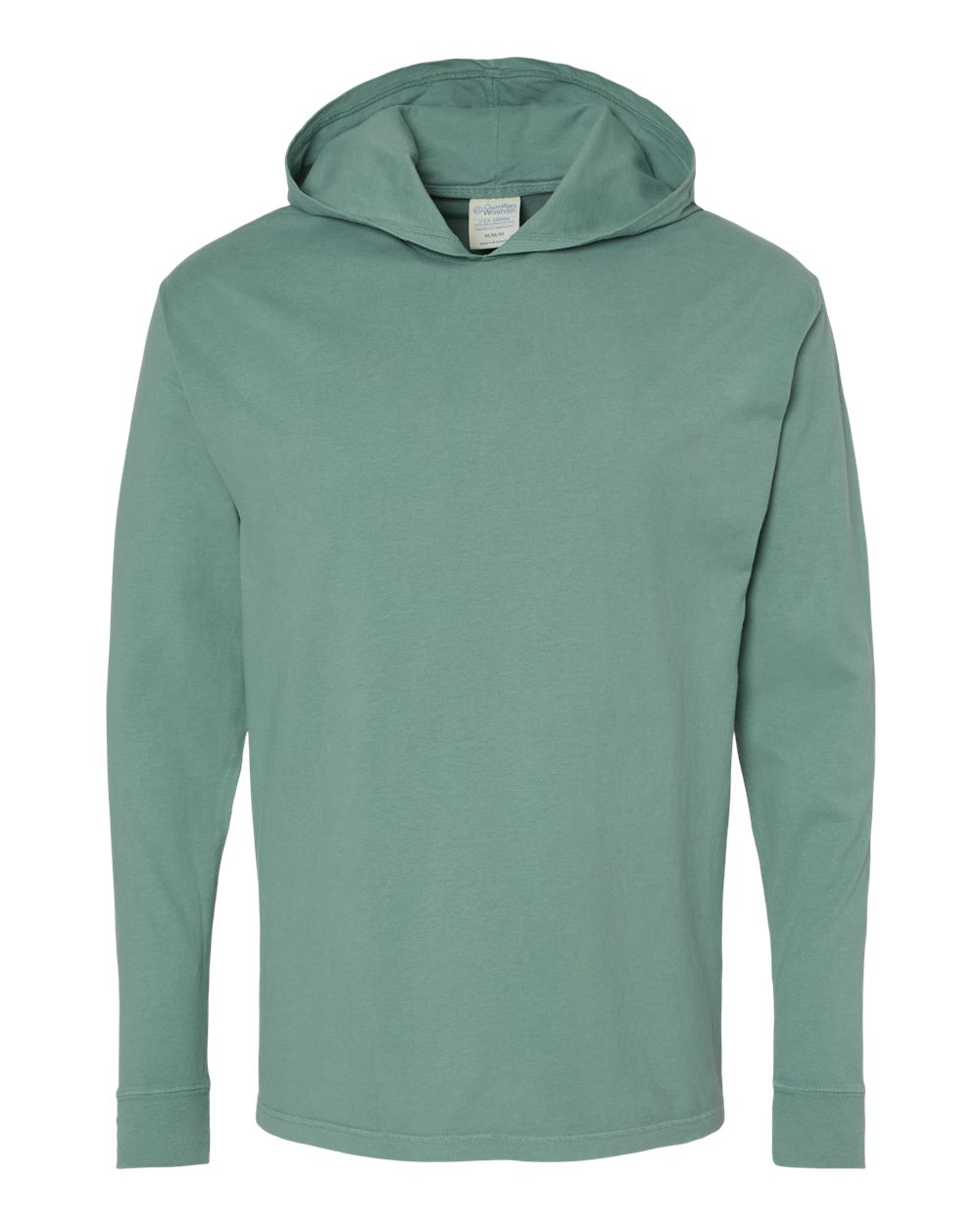 ComfortWash by Hanes GDH280 Unisex Garment-Dyed Jersey Hooded Long Sleeve T-Shirt in Cypress Green
