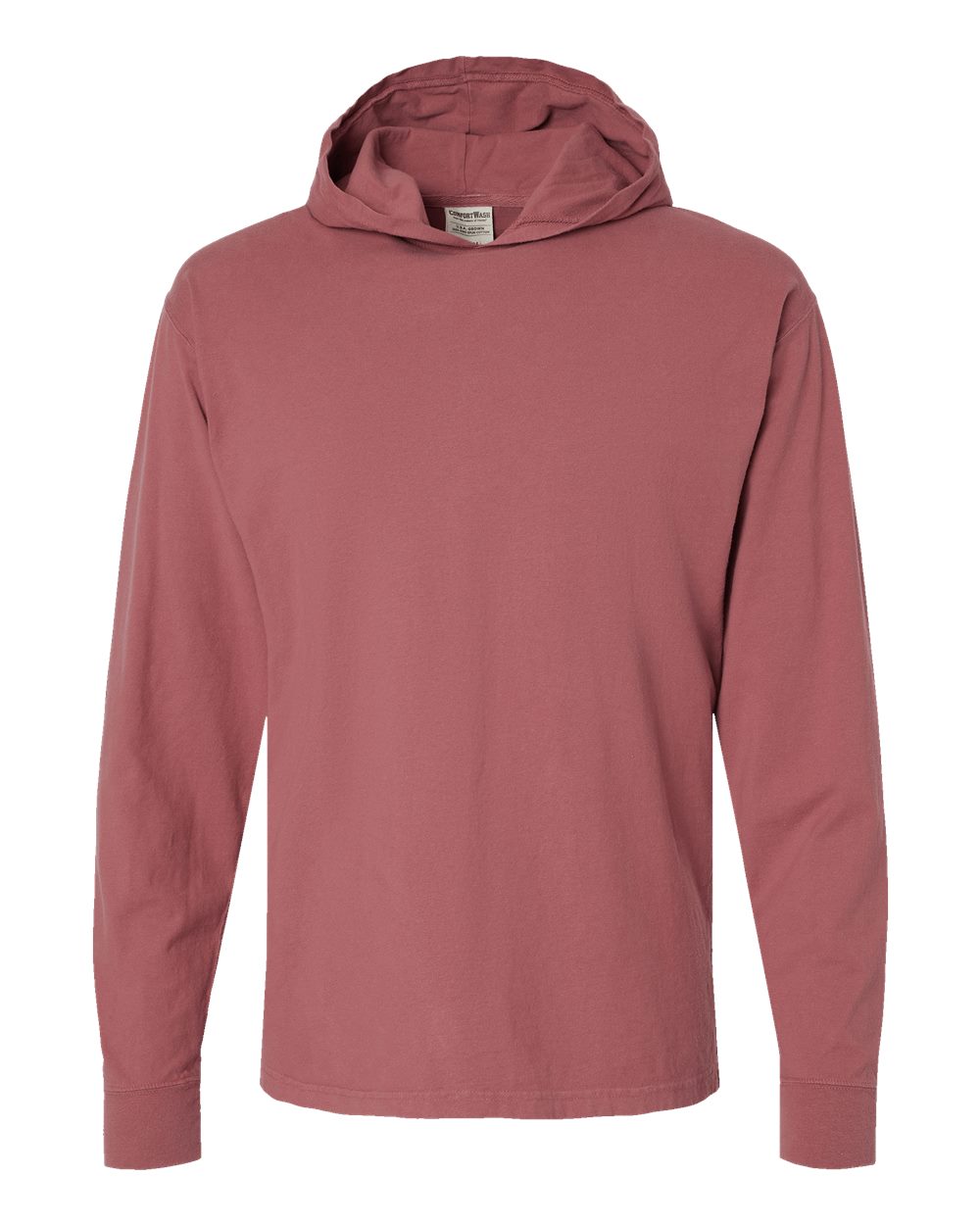ComfortWash by Hanes GDH280 Unisex Garment-Dyed Jersey Hooded Long Sleeve T-Shirt in Nantucket Red